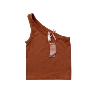 Fornia Tank Top Womens S Small One Cedar Wood One Shoulder Ribbed Cami Stretch